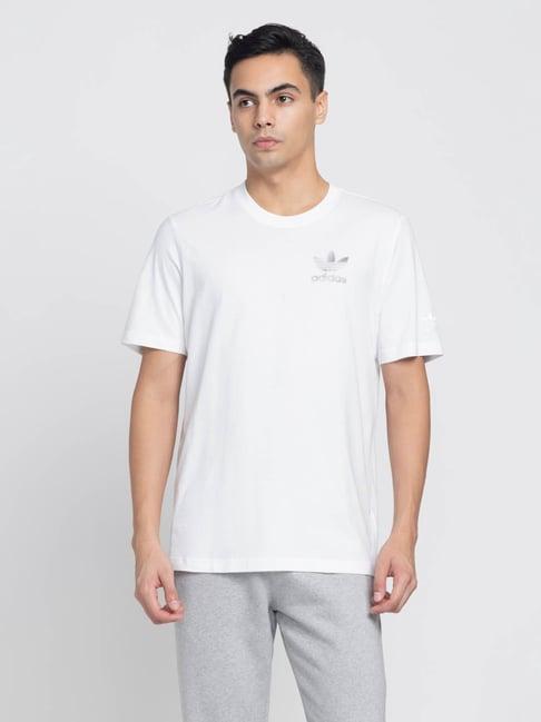 adidas originals white cotton regular fit printed t-shirt