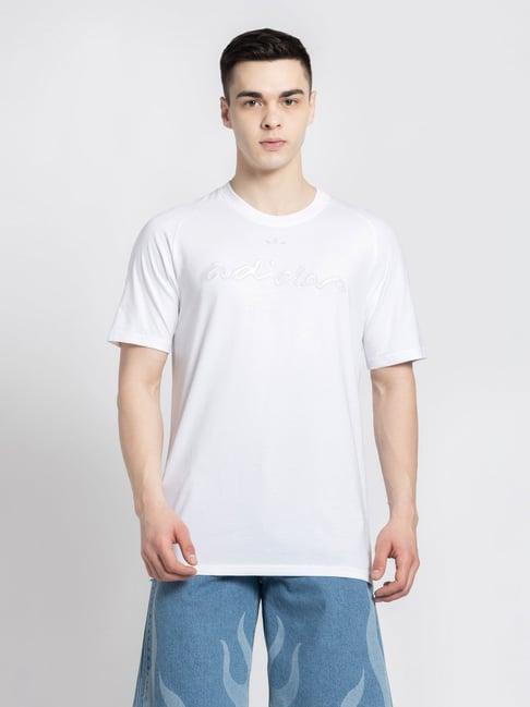 adidas originals white regular fit cotton fash grfx crew t-shirt