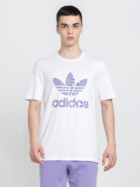 adidas originals white regular fit rekive logo cotton crew t-shirt