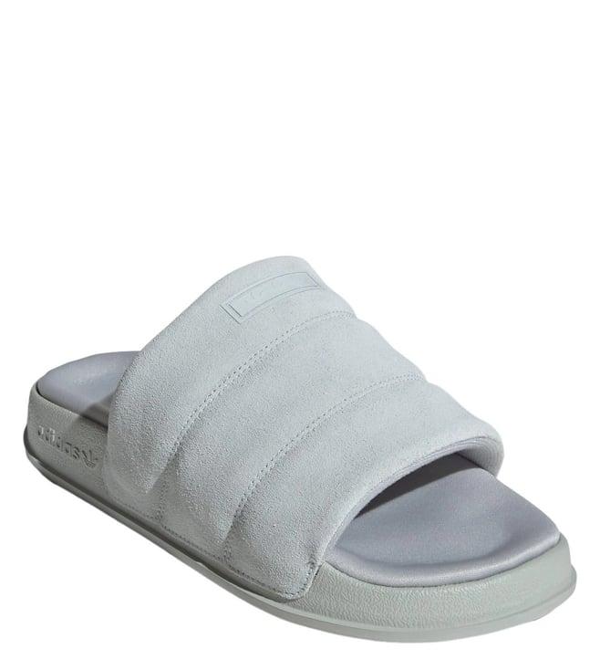 adidas originals women's silver adilette essential  w flip flops