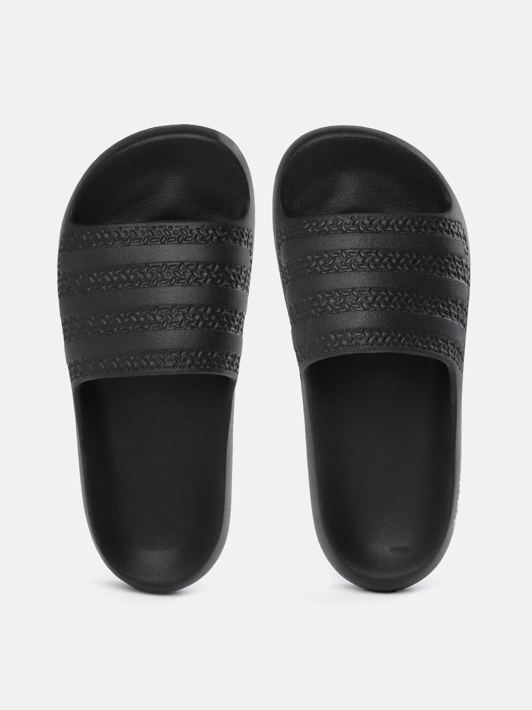 adidas originals women black self striped adilette soft sliders