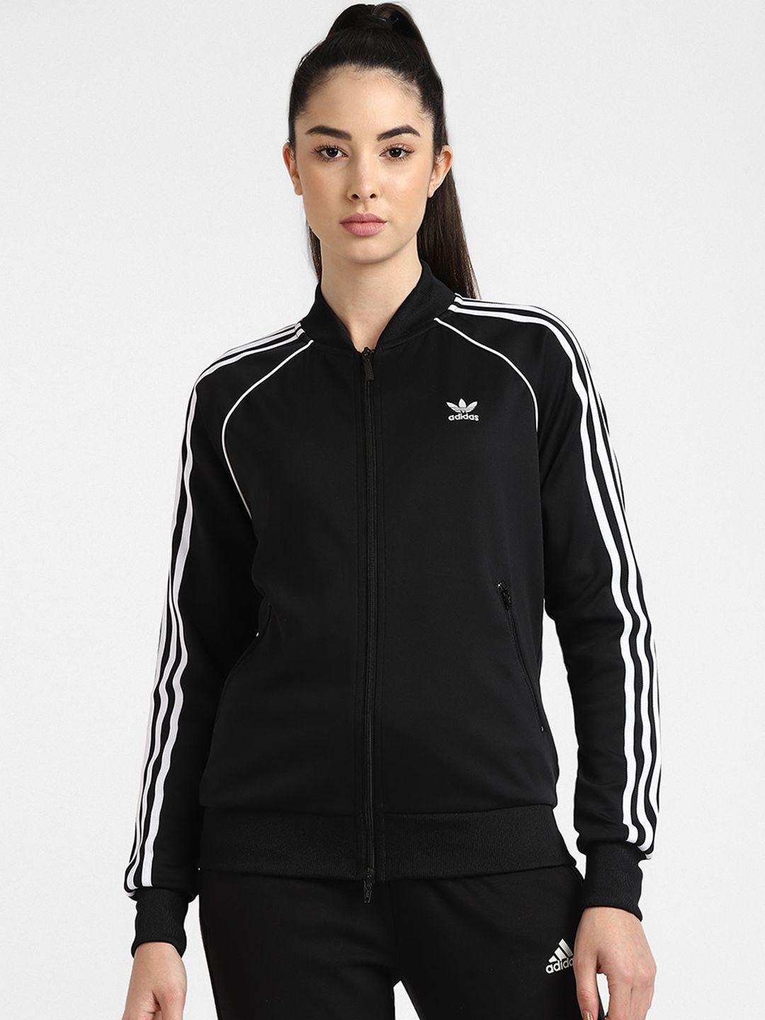 adidas originals women black striped sporty jacket