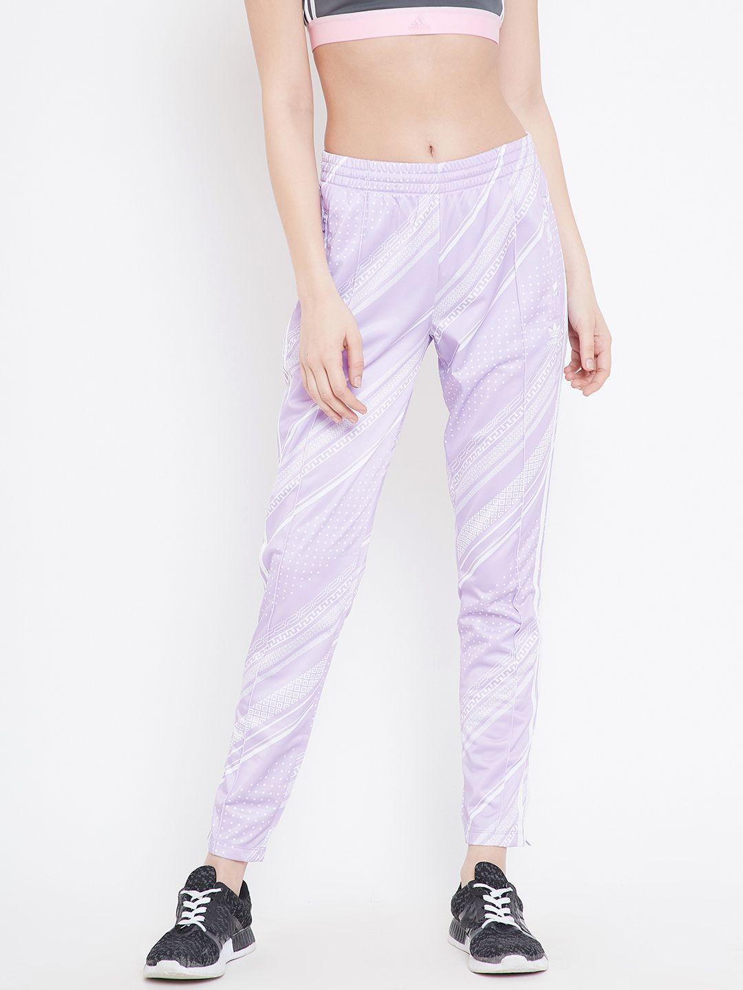 adidas originals women lavender & white printed sst track pants