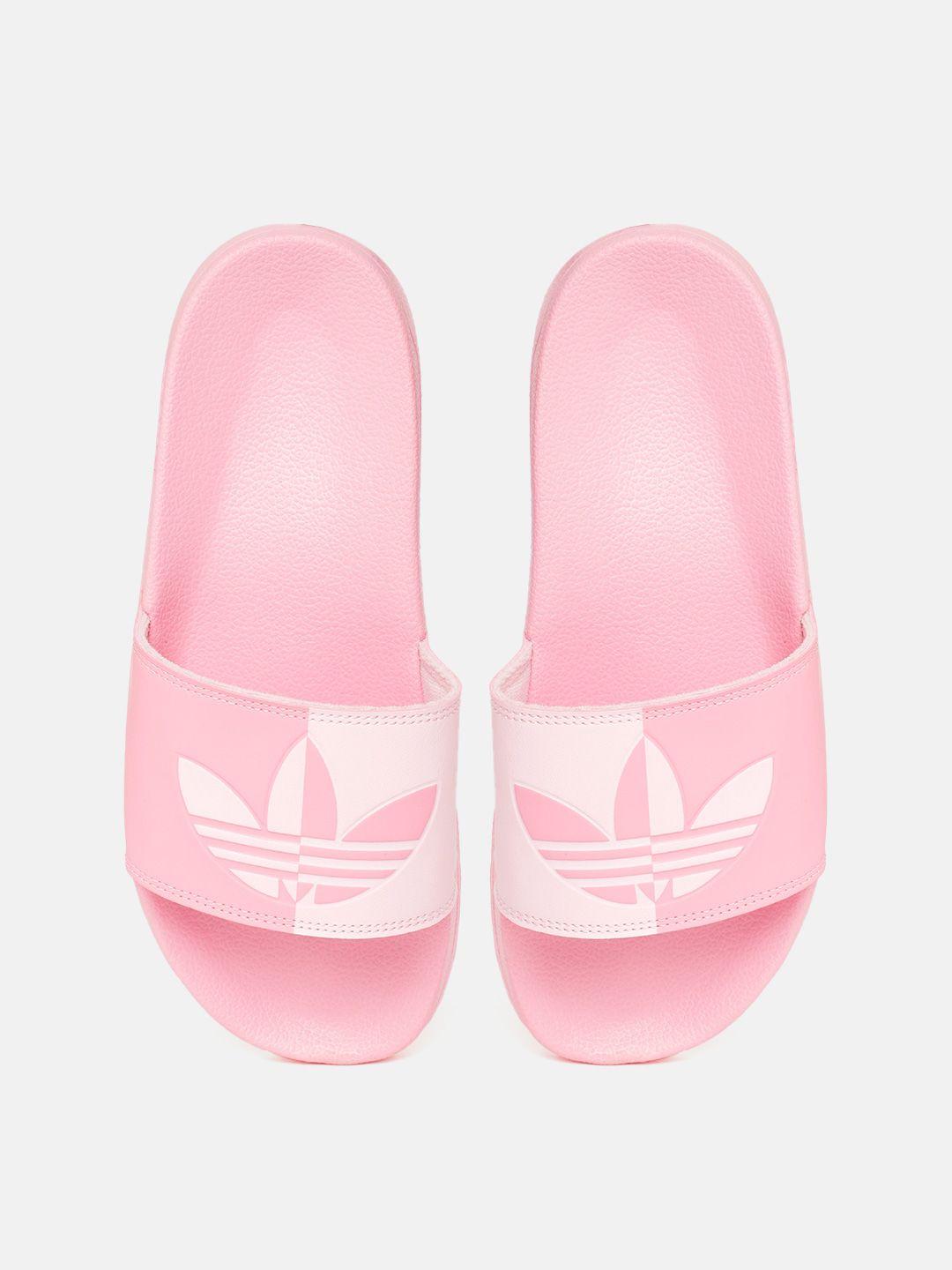 adidas originals women pink adilette lite brand logo print sliders