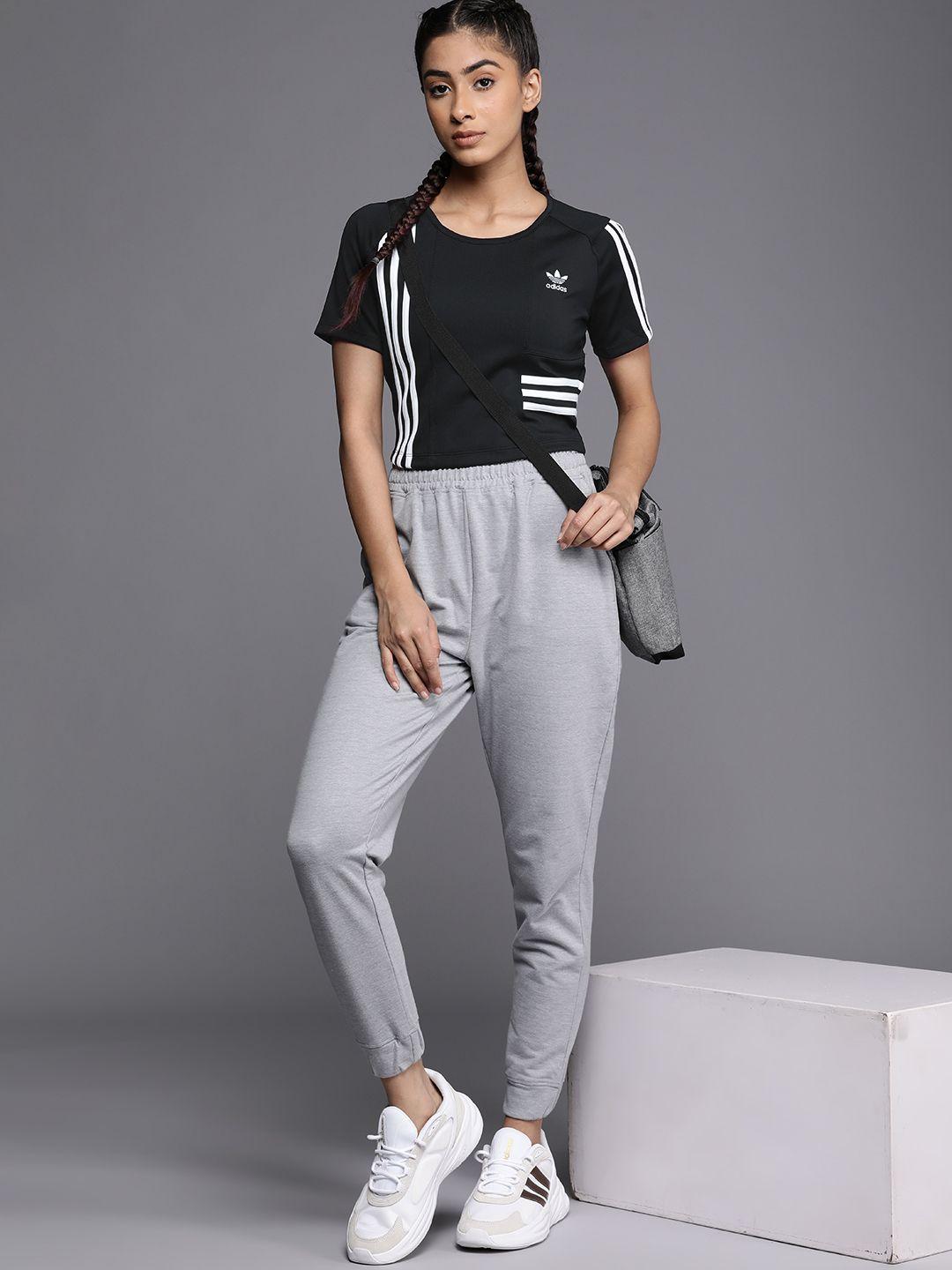 adidas originals women striped cropped t-shirt