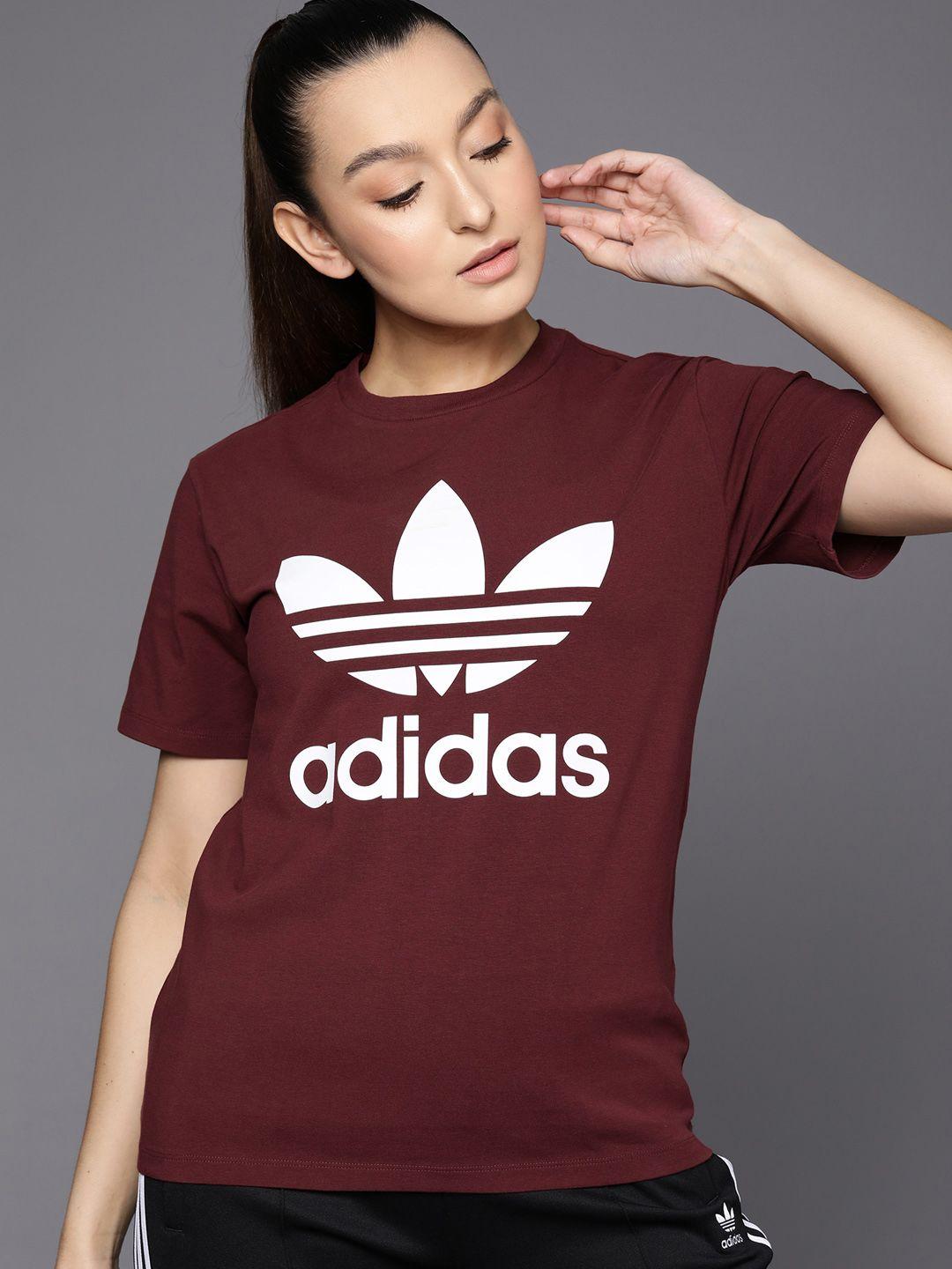 adidas originals women trefoil brand logo printed t-shirt