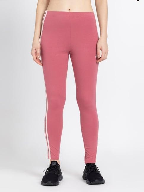 adidas pink cotton striped tights