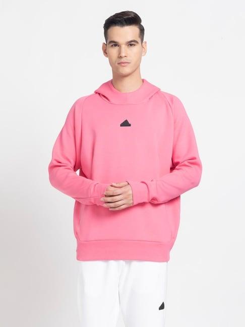adidas pink loose fit hooded sweatshirt