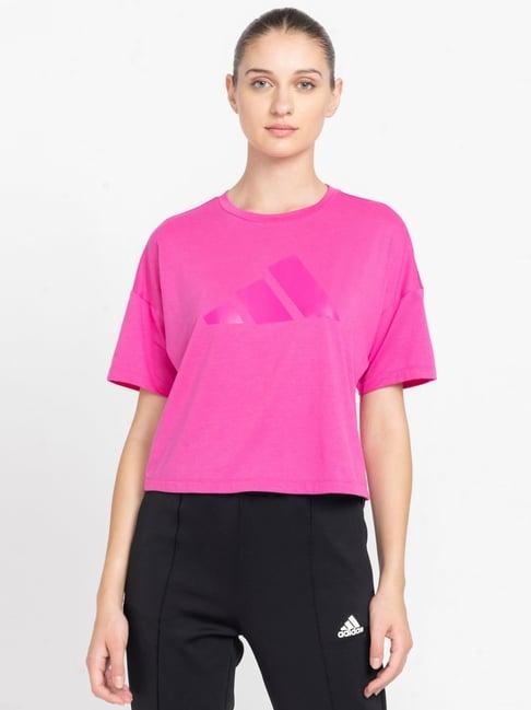 adidas pink printed training t-shirt