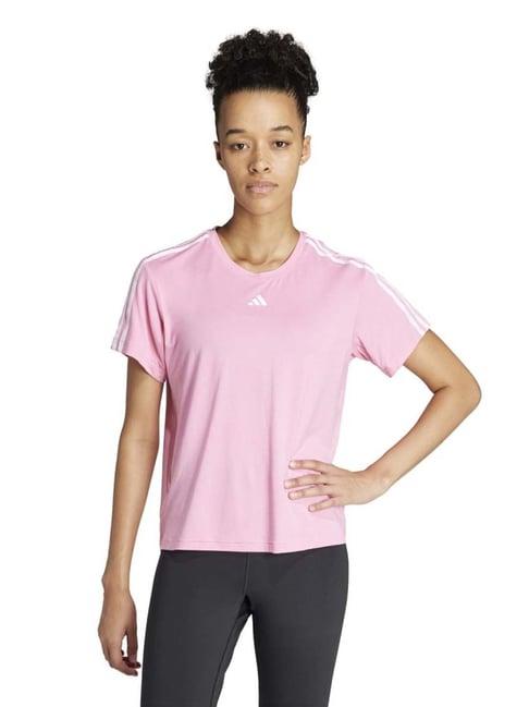 adidas pink striped sports t-shirt