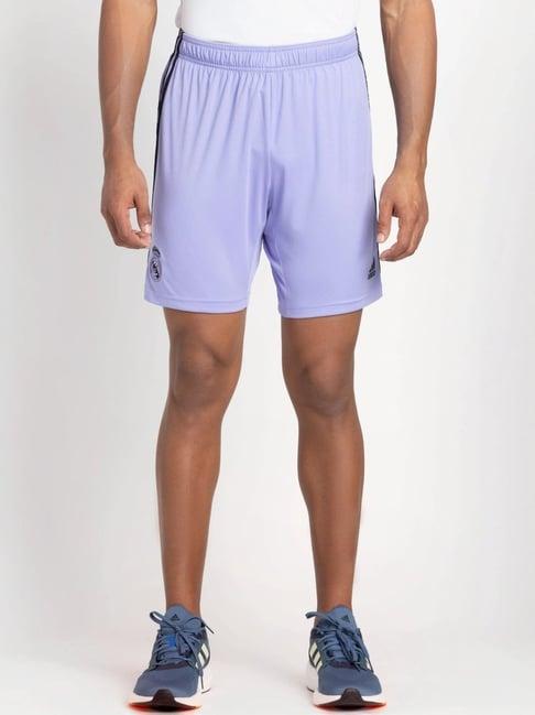 adidas purple regular fit striped sports shorts