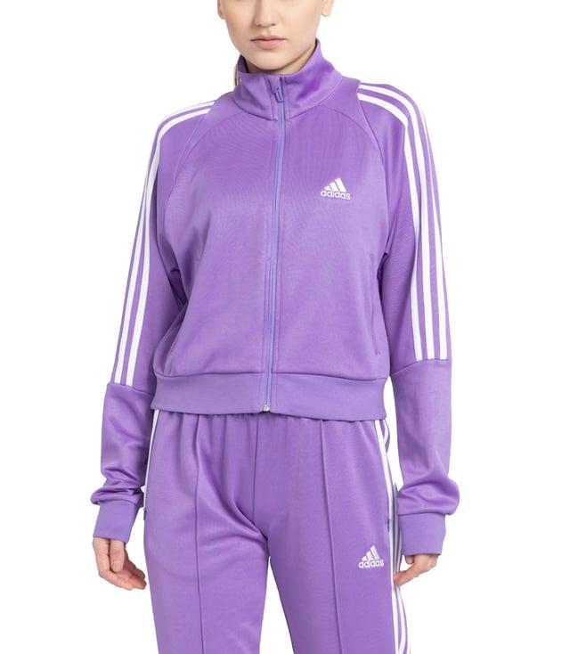 adidas purple striped loose fit sweatshirt