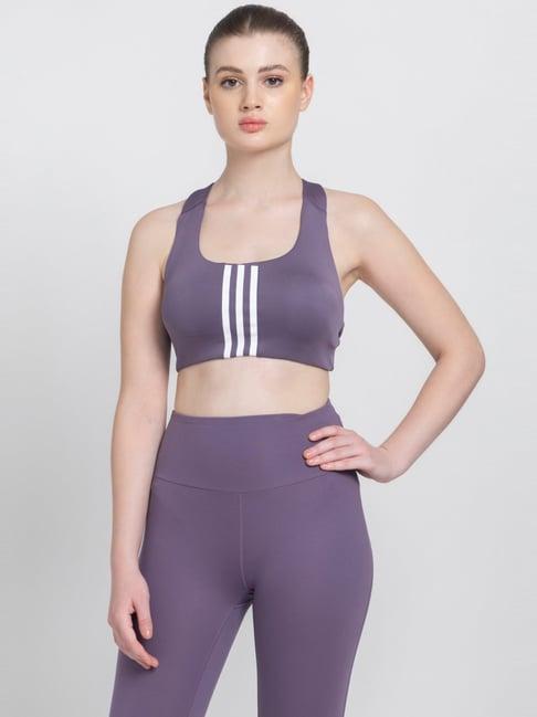 adidas purple striped sports bra