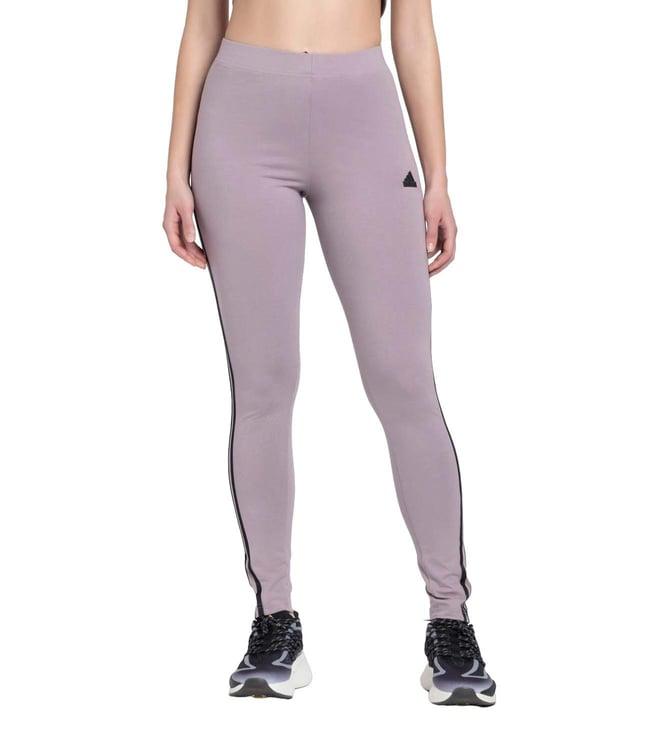 adidas purple stripes fitted tights
