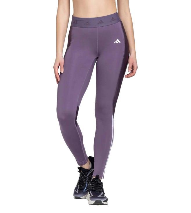 adidas purple stripes fitted tights