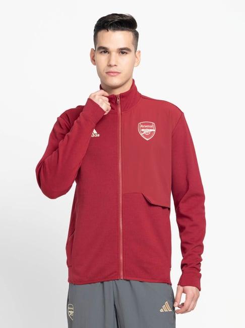 adidas red cotton regular fit arsenal printed sports jacket