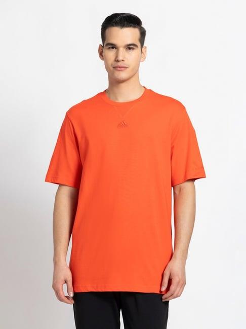 adidas red loose fit printed sports t-shirt