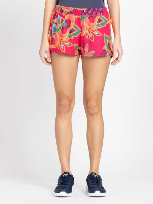 adidas red printed sports shorts