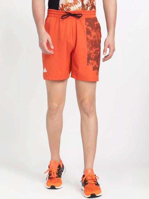 adidas red regular fit printed sports shorts