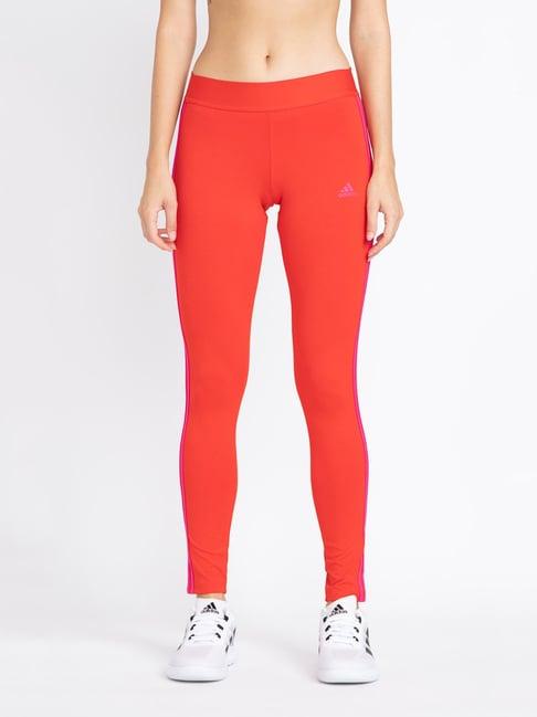 adidas red striped slim fit high rise tights