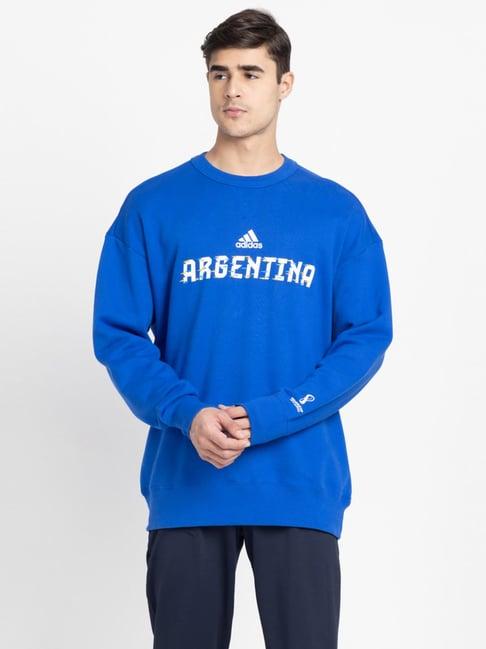 adidas royal blue cotton loose fit printed sweatshirt