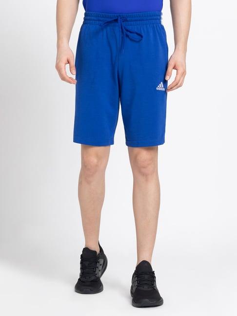 adidas royal blue regular fit striped single jersey 10 shorts