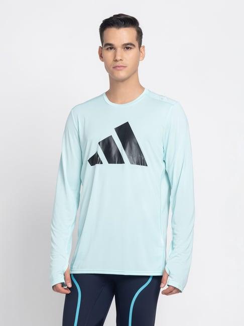 adidas run it bos aqua regular fit printed sweatshirt