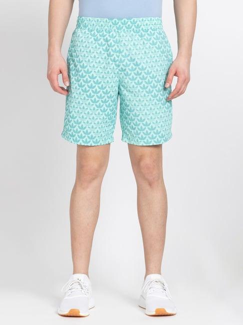 adidas turquoise regular fit allover print monogram sports shorts