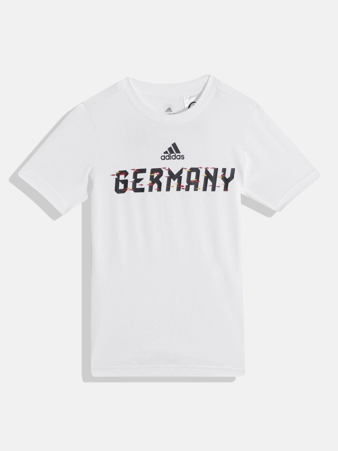 adidas unisex kids white & black brand logo print hd6375 t-shirt