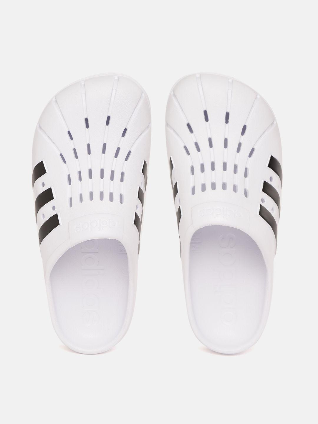 adidas unisex white & black laser cuts starlette clogs