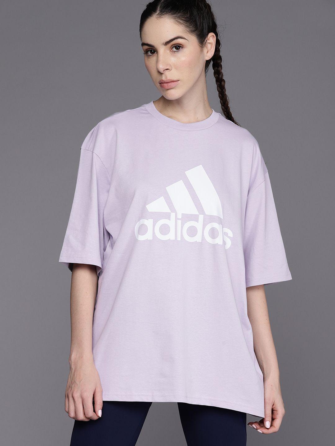 adidas w bl bf tee logo printed drop-shoulder sleeves pure cotton oversized t-shirt