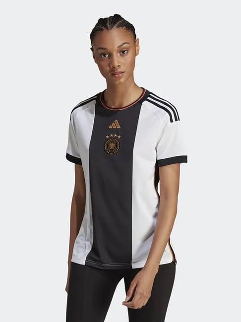 adidas white & black germany 22 home  logo print dfb h jsy w t-shirt