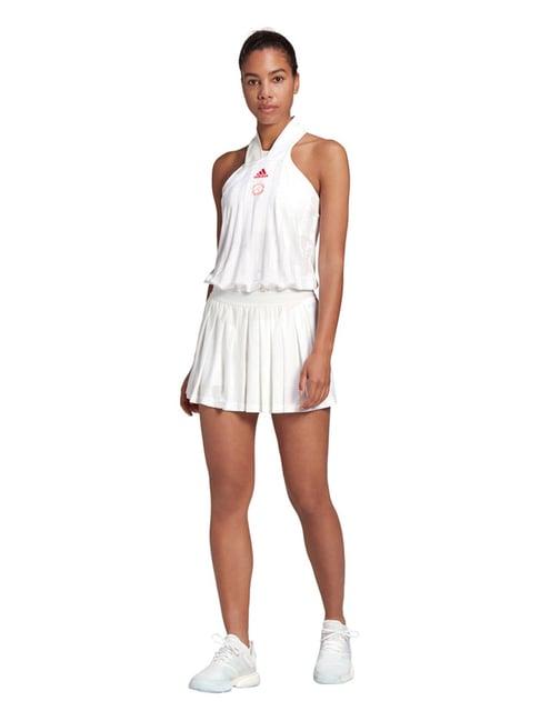 adidas white & scarlet all-in-one tennis dress