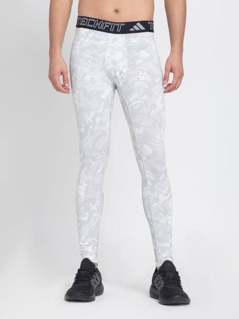 adidas white fitted fit printed sports tights