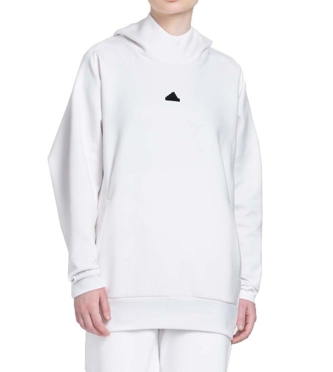 adidas white logo loose fit hoodie