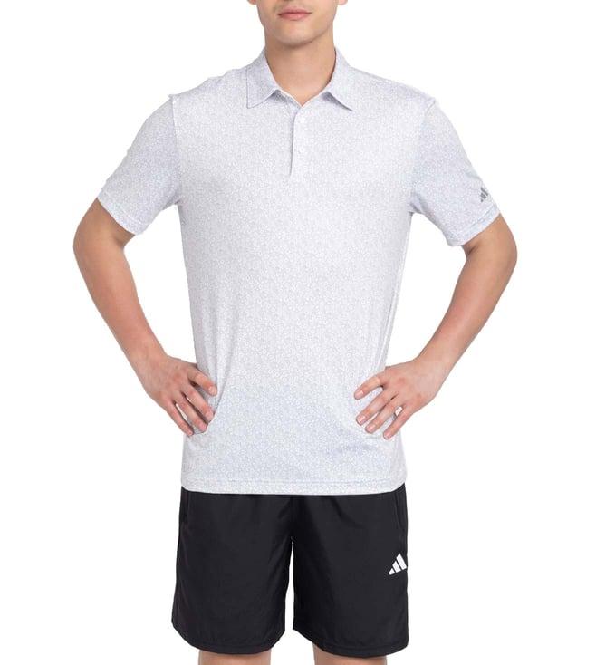 adidas white printed regular fit polo t-shirt