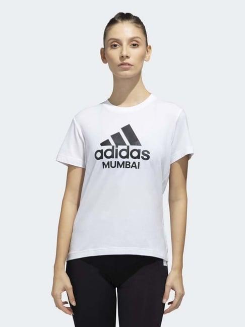 adidas white printed sports t-shirt