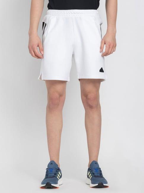 adidas white regular fit future icons 3 striped sports shorts