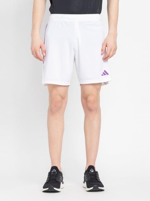 adidas white regular fit striped sports shorts