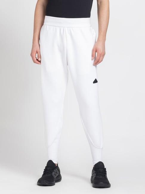 adidas white regular fit trackpants