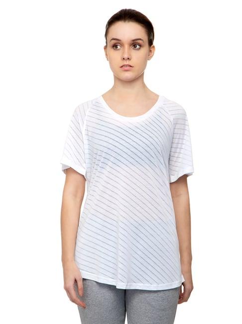 adidas white striped t-shirt