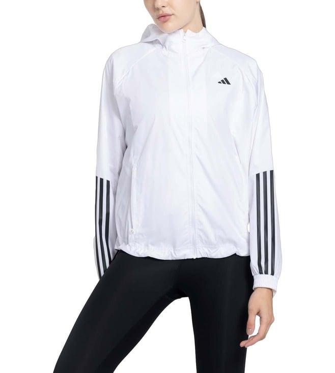 adidas white stripes loose fit sports jacket