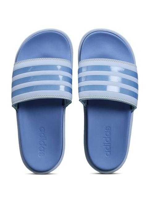 adidas women's adilette platform blue slides