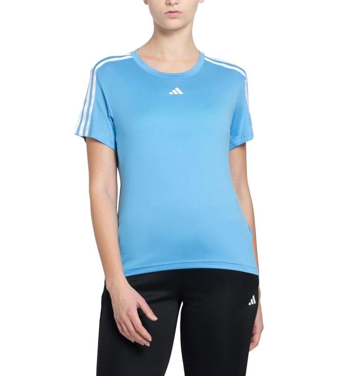 adidas women's blue w tr-es 3s regular fit t-shirt