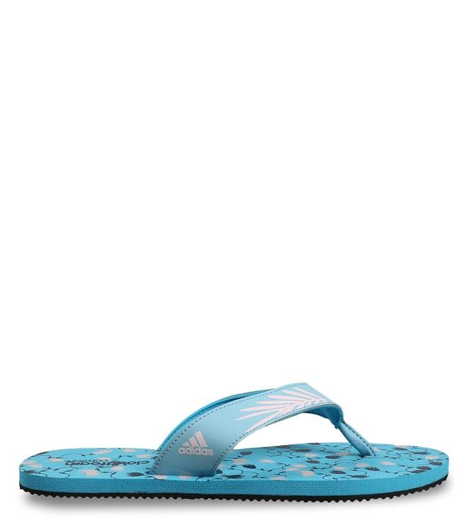 adidas women's cloudfoam blue flip flops