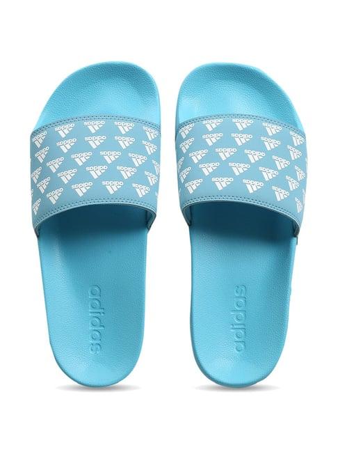 adidas women's spright blue slides