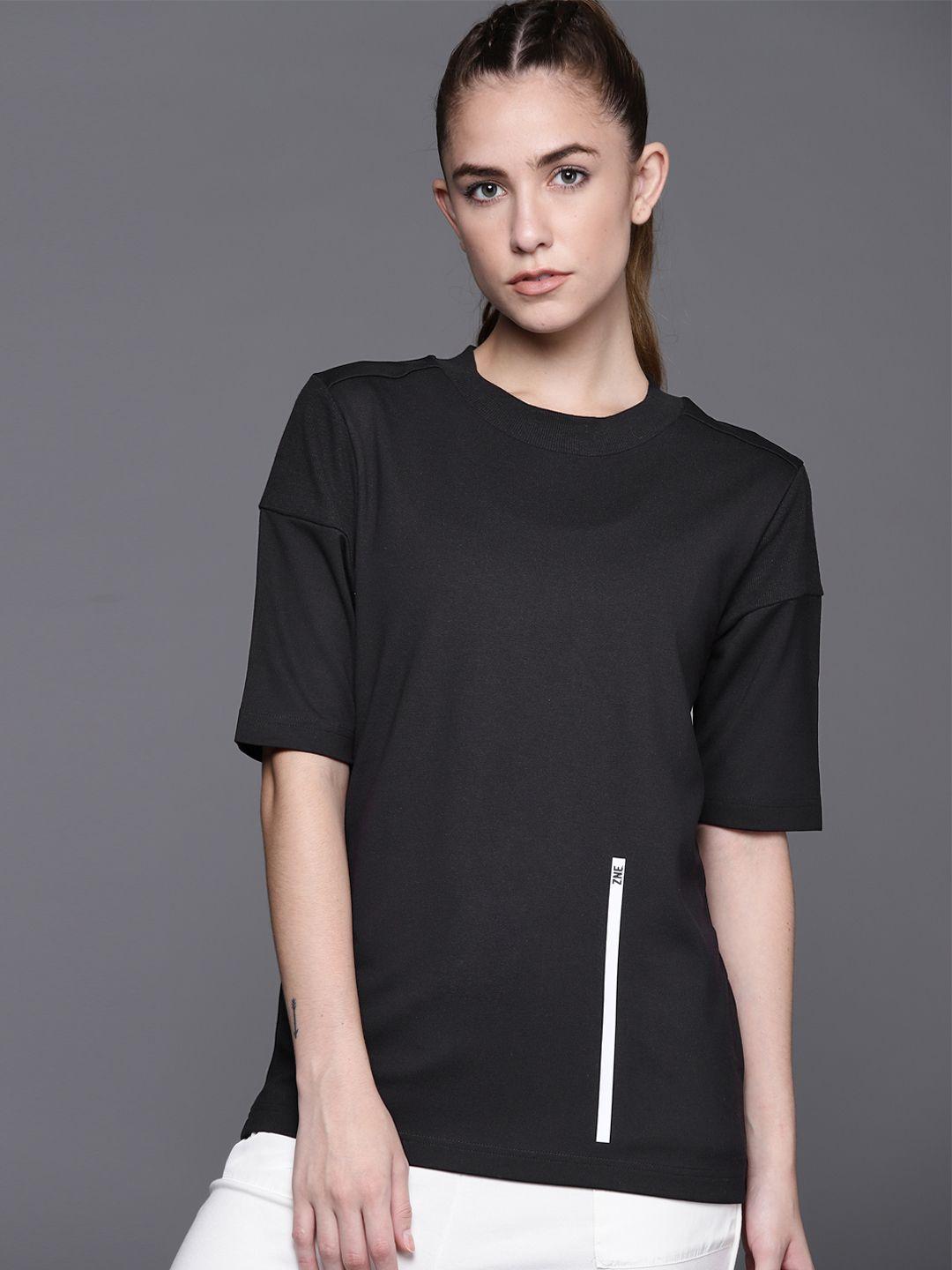 adidas women black solid t-shirt