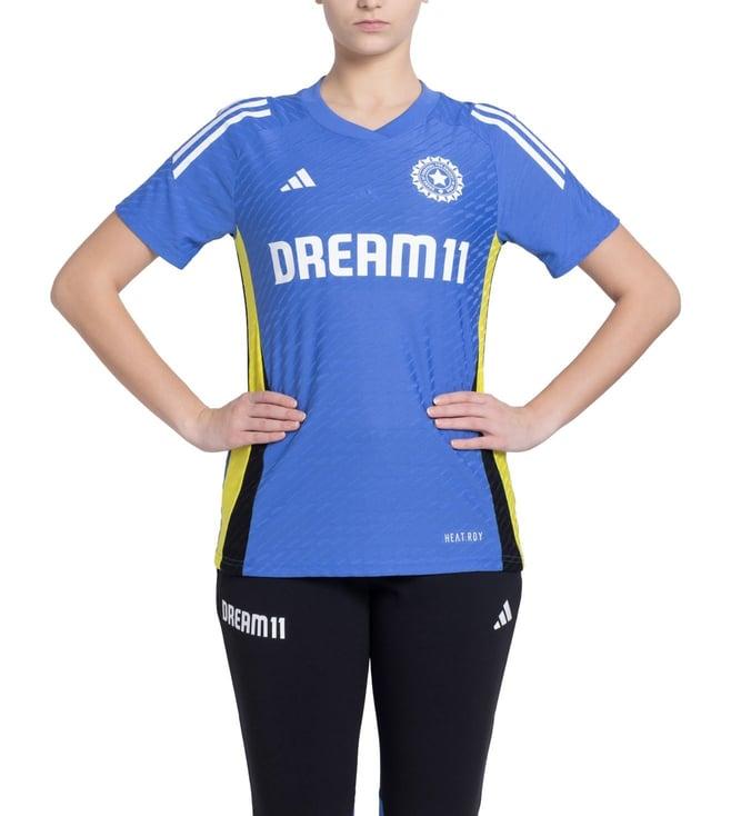 adidas women blue trn jsy h/s w cricket jersey