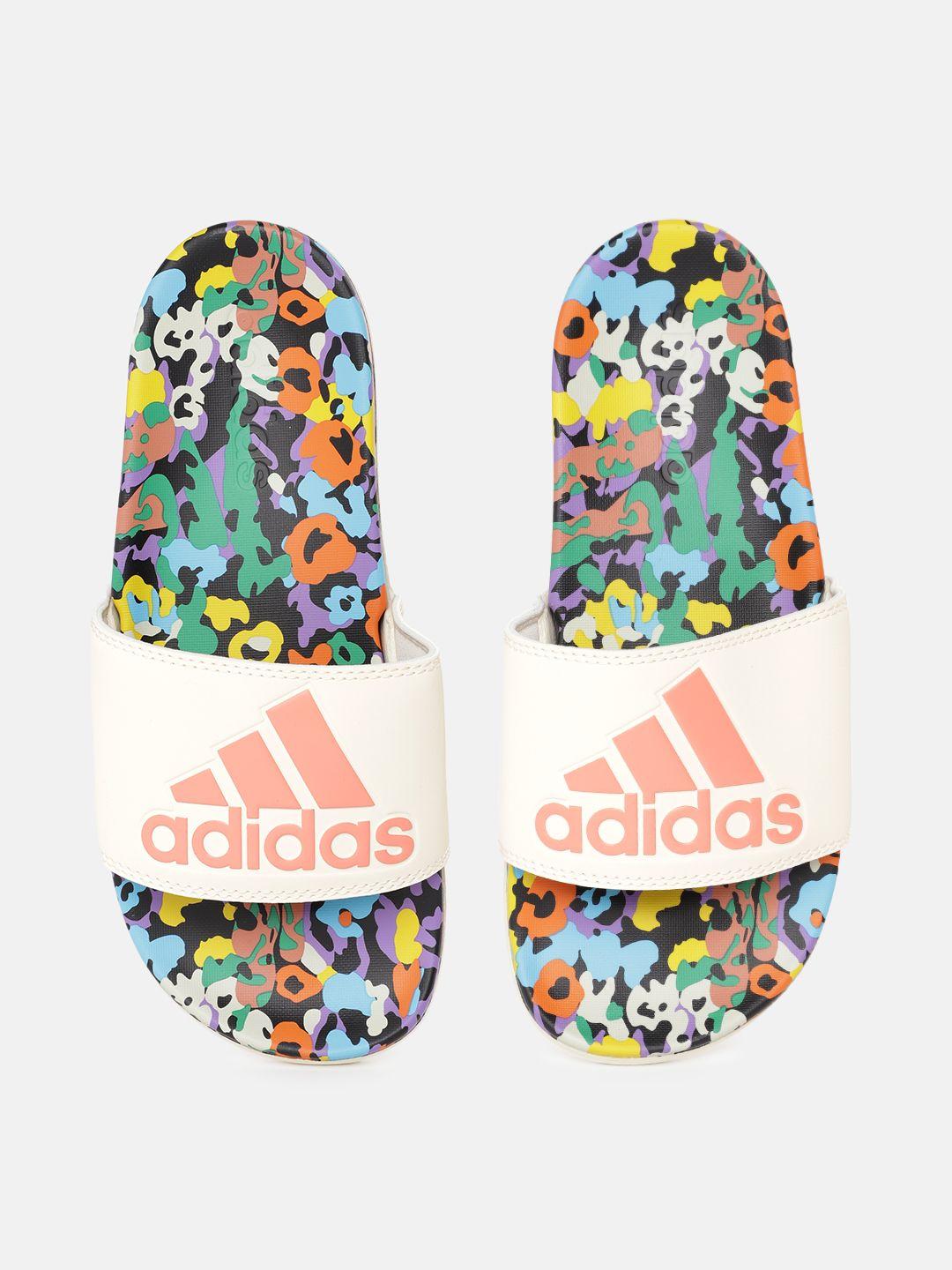 adidas women brand logo embossed adilette comfort sliders