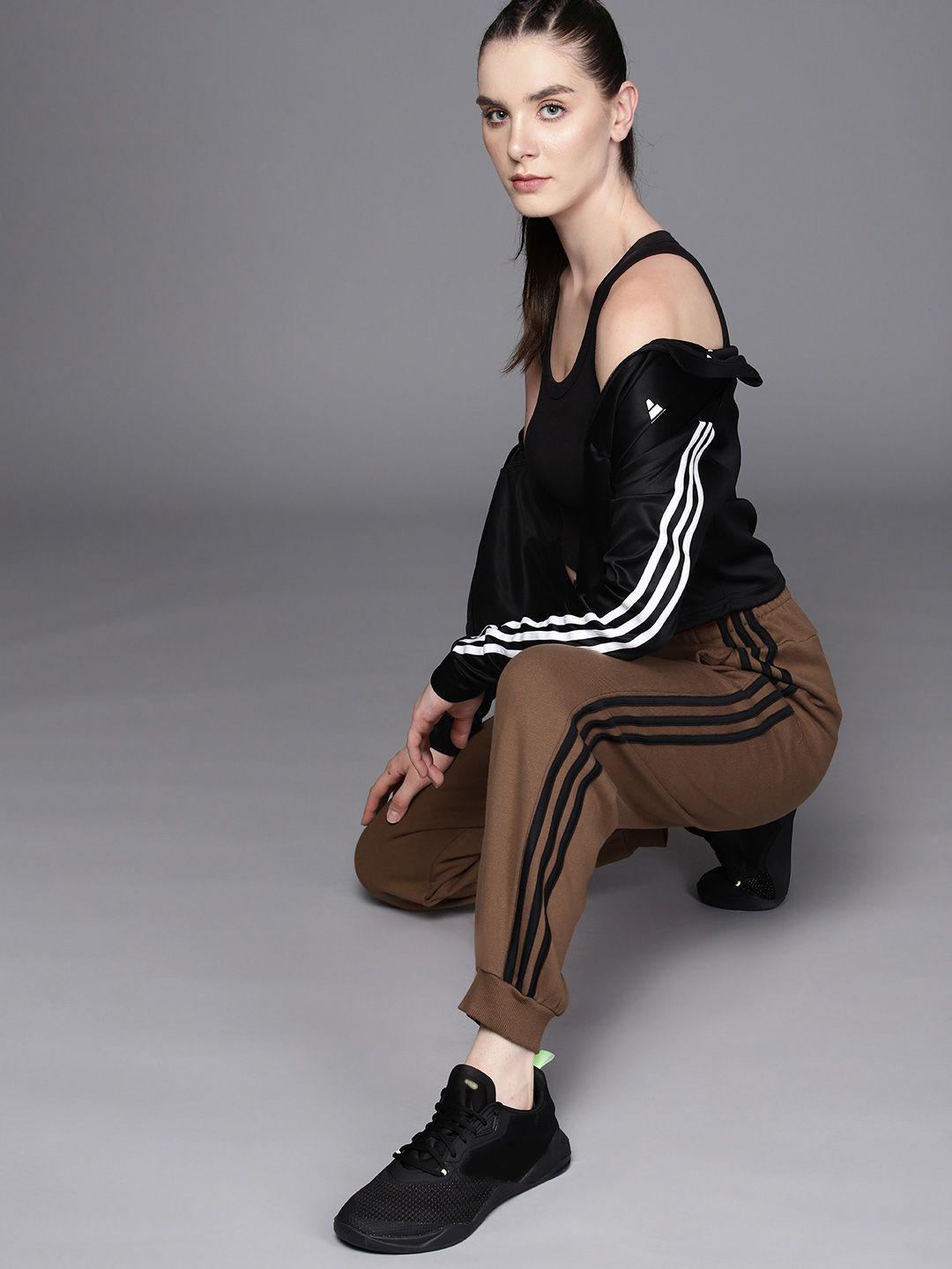 adidas women essential 3-striped pure cotton french terry loose fit joggers
